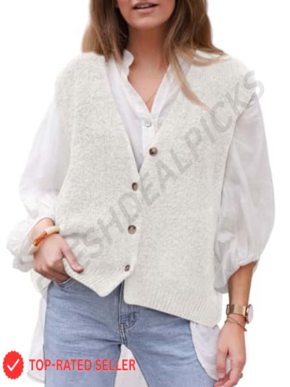 PRETTYGARDEN Womens Sleeveless Button Down Sweater Vest V Neck Knit